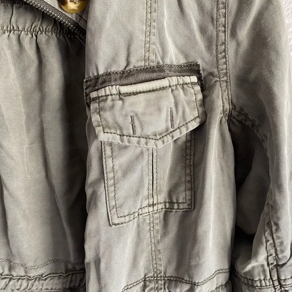 Lightweight Military Style Utility Jacket Light Olive 100% Lyocell | Size Small